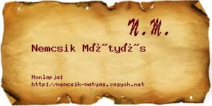 Nemcsik Mátyás névjegykártya